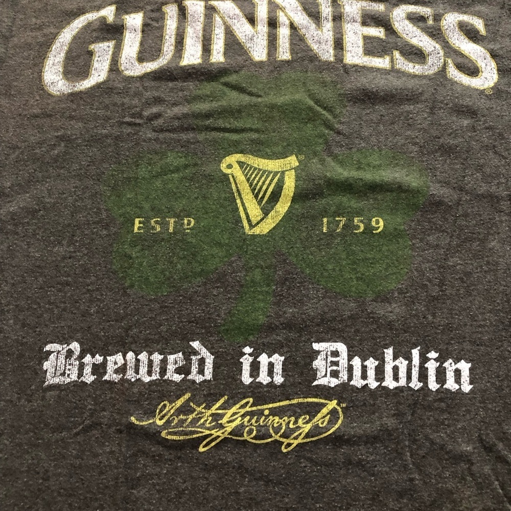 Guinness Black T-Shirt with Green Shamrock and Yellow Design Unisex
